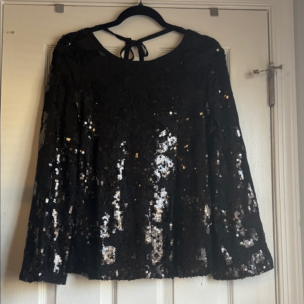 Elegant Black Sequin Blouse
